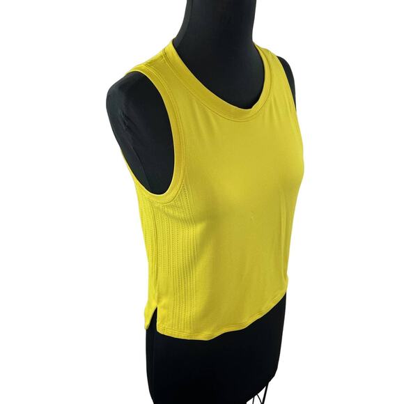 LULULEMON Train to Be Tank Top Soleil Yellow Silverescent Mesh Relaxed S 4 6 - Picture 1 of 7